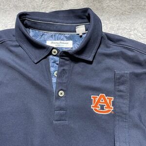 Tommy Bahama Auburn Tigers IslandZone Polo Shirt Mens Medium Navy Blue Pique